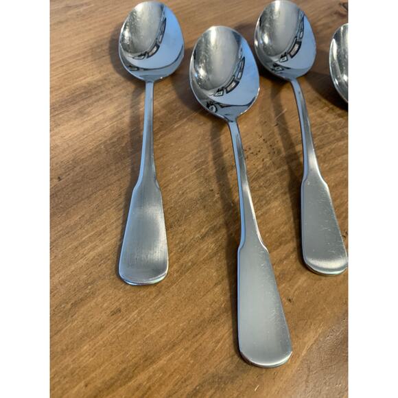 Oneida SSS Minute Man Colonial Boston 4 Oval Tablespoons Stainless 6 3/4" MCM - Picture 4 of 8